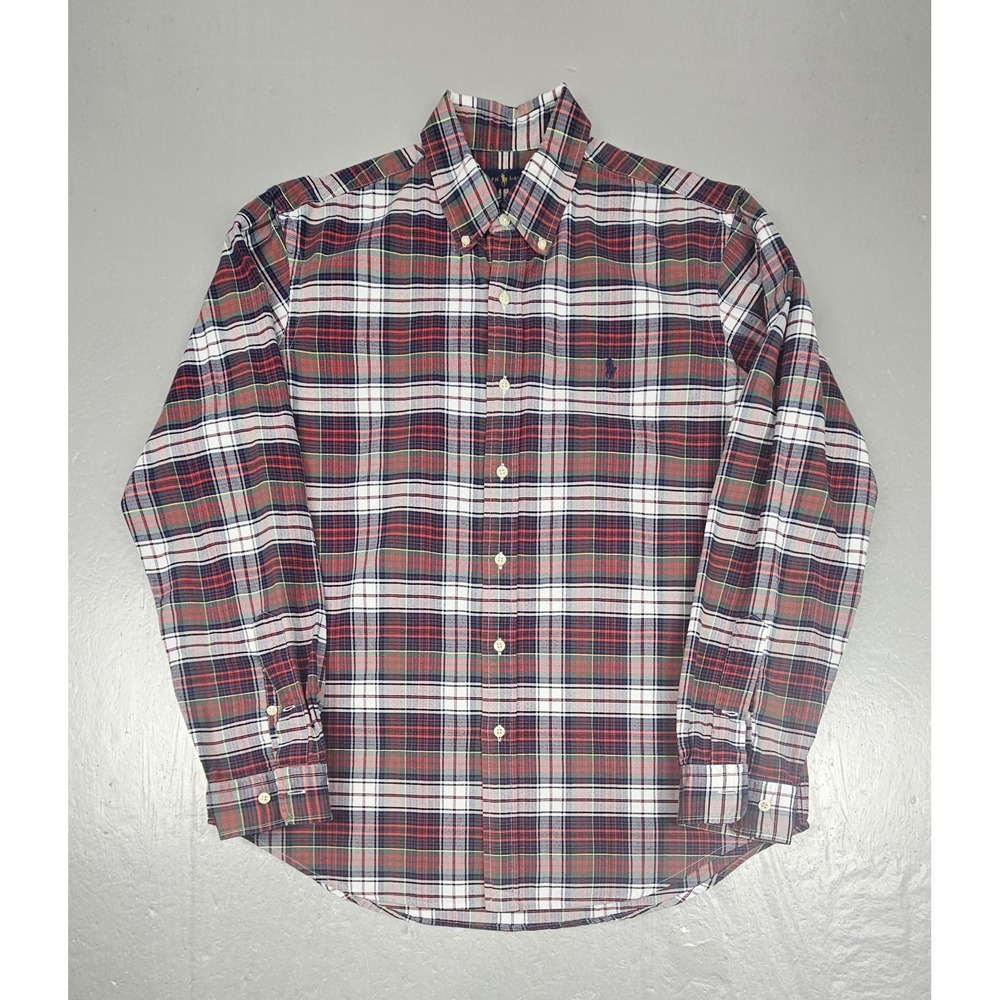 Ralph Lauren Button Down Shirt Mens Large Classic Oxford Plaid Preppy.